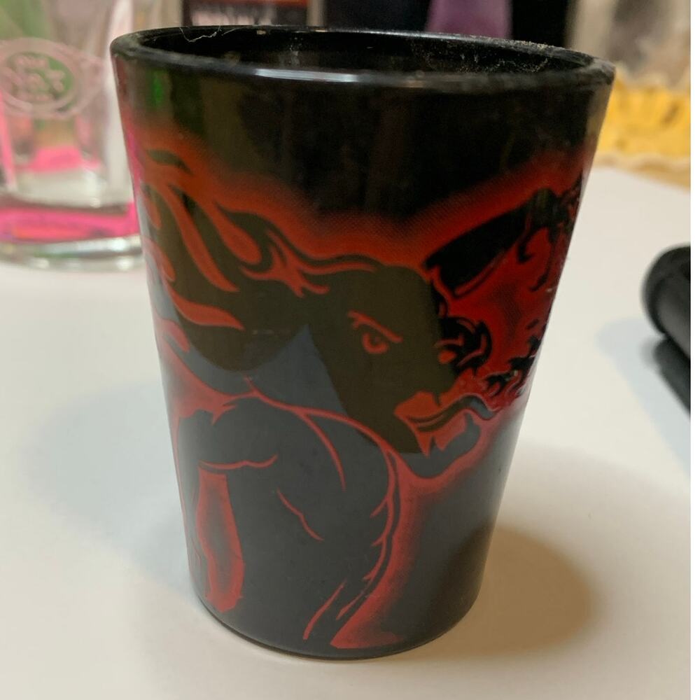 Fireball Cinnamon Whisky Shot Glass limited edition Letter A black